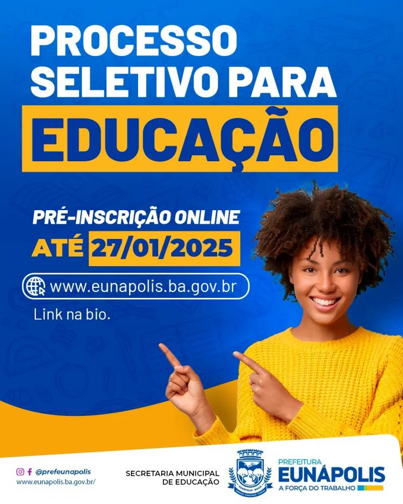 Prefeitura de Eunápolis anuncia realização de processo seletivo com mais de 300 vagas de trabalho
