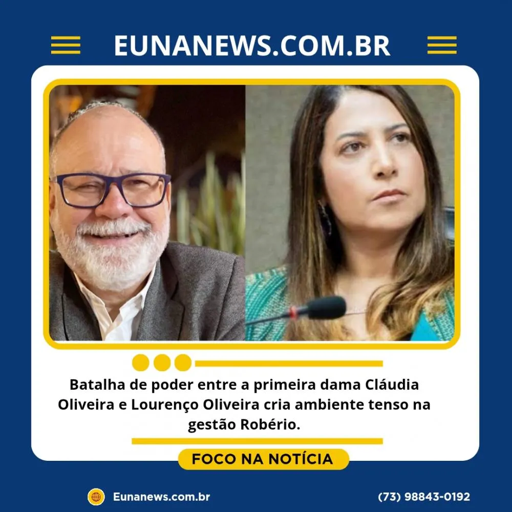 Batalha de poder entre a primeira dama Cláudia Oliveira e Lourenço Oliveira cria ambiente tenso na gestão Robério.