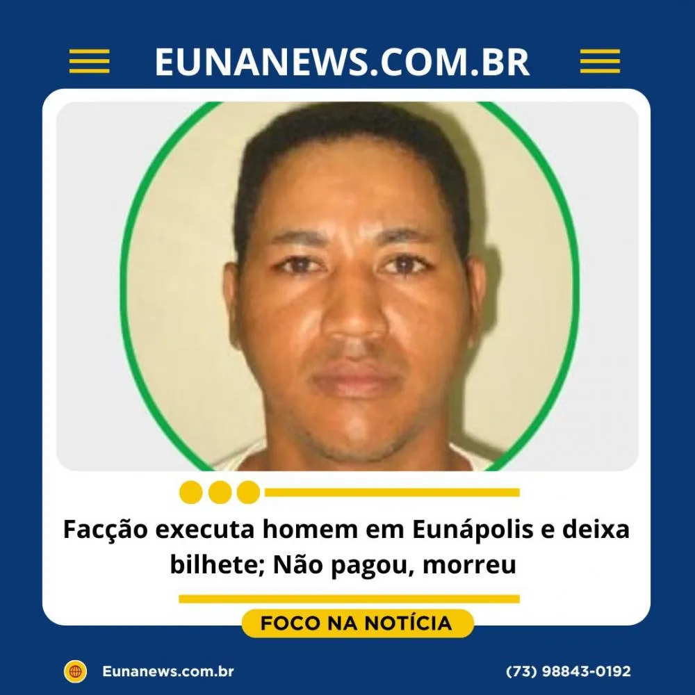 Facção executa homem em Eunápolis e deixa bilhete escrito; Não pagou, morreu .