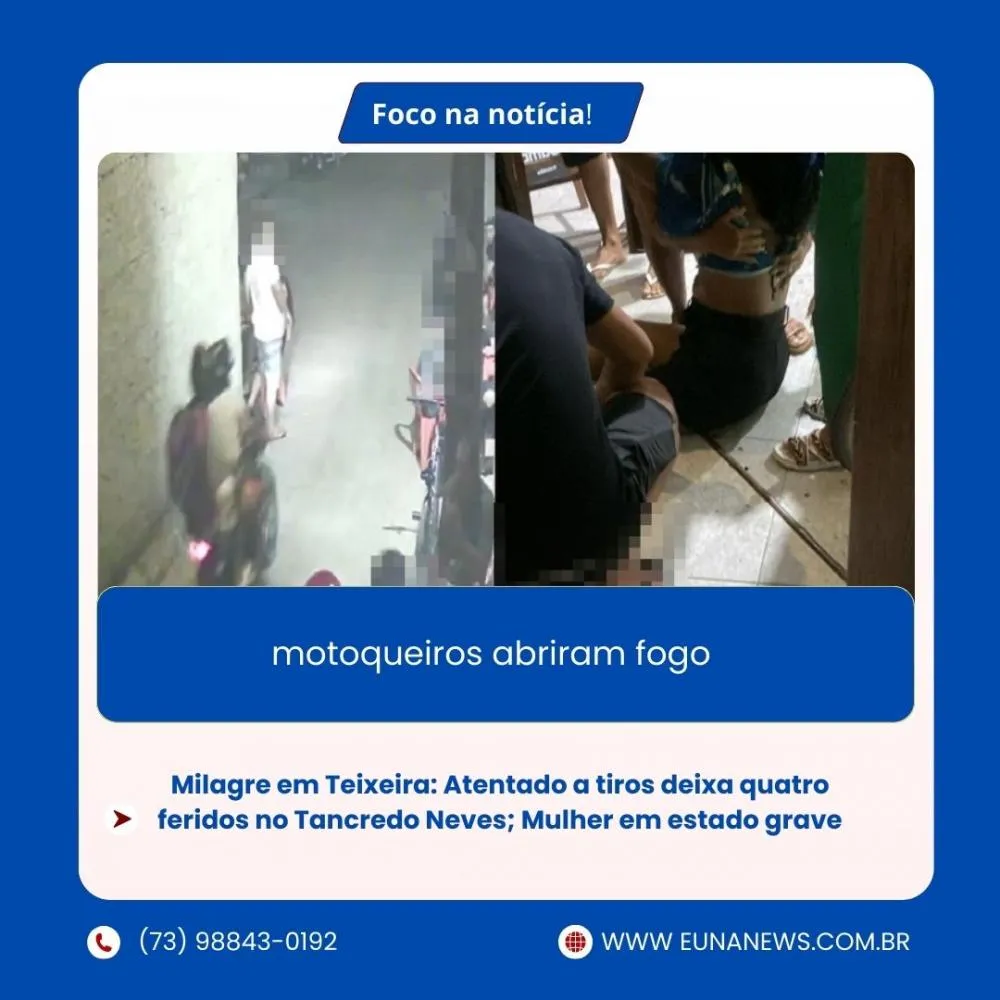 Milagre em Teixeira: Atentado a tiros deixa quatro feridos no Tancredo Neves; Mulher em estado grave.