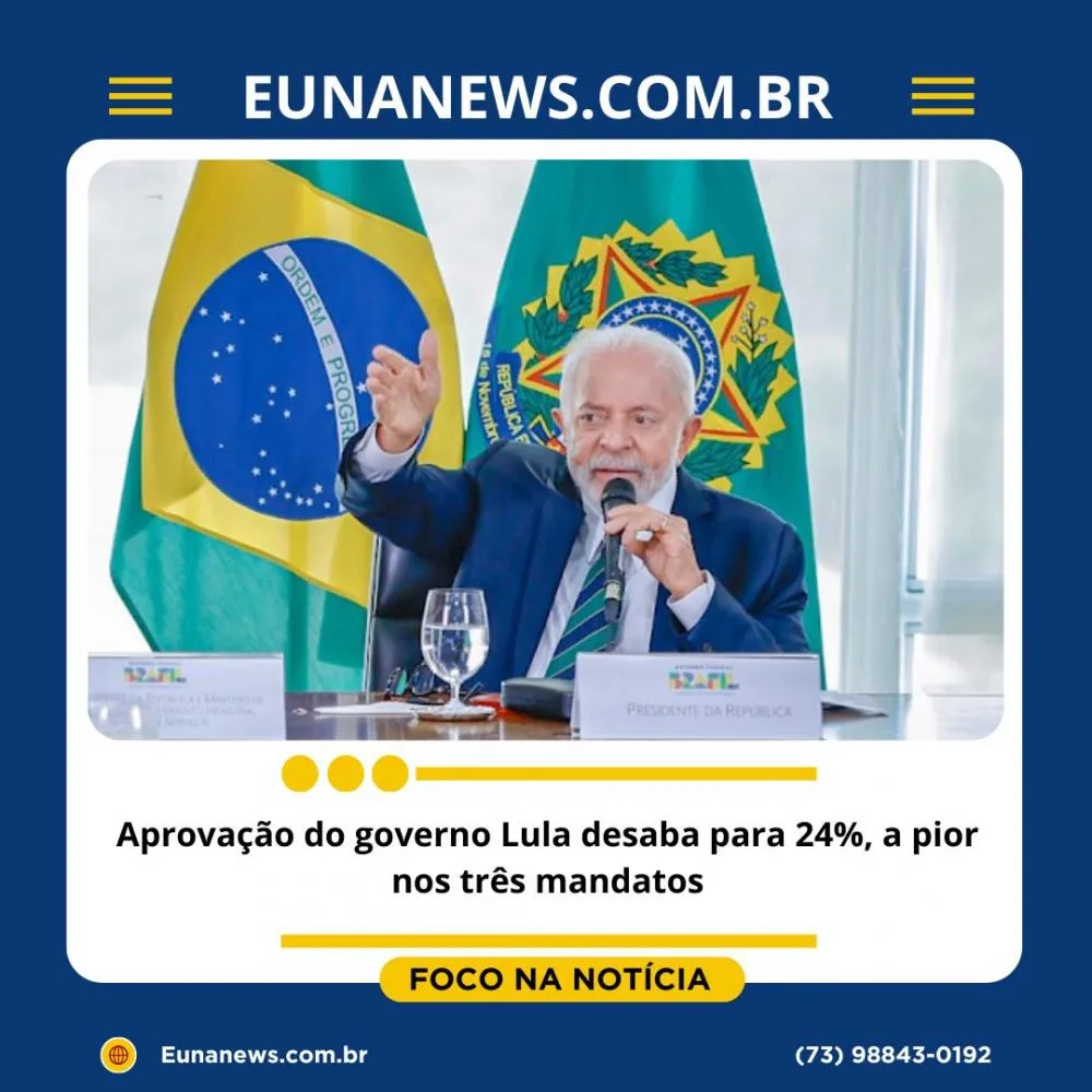 Aprovação do governo Lula desaba para 24%, a pior nos três mandatos