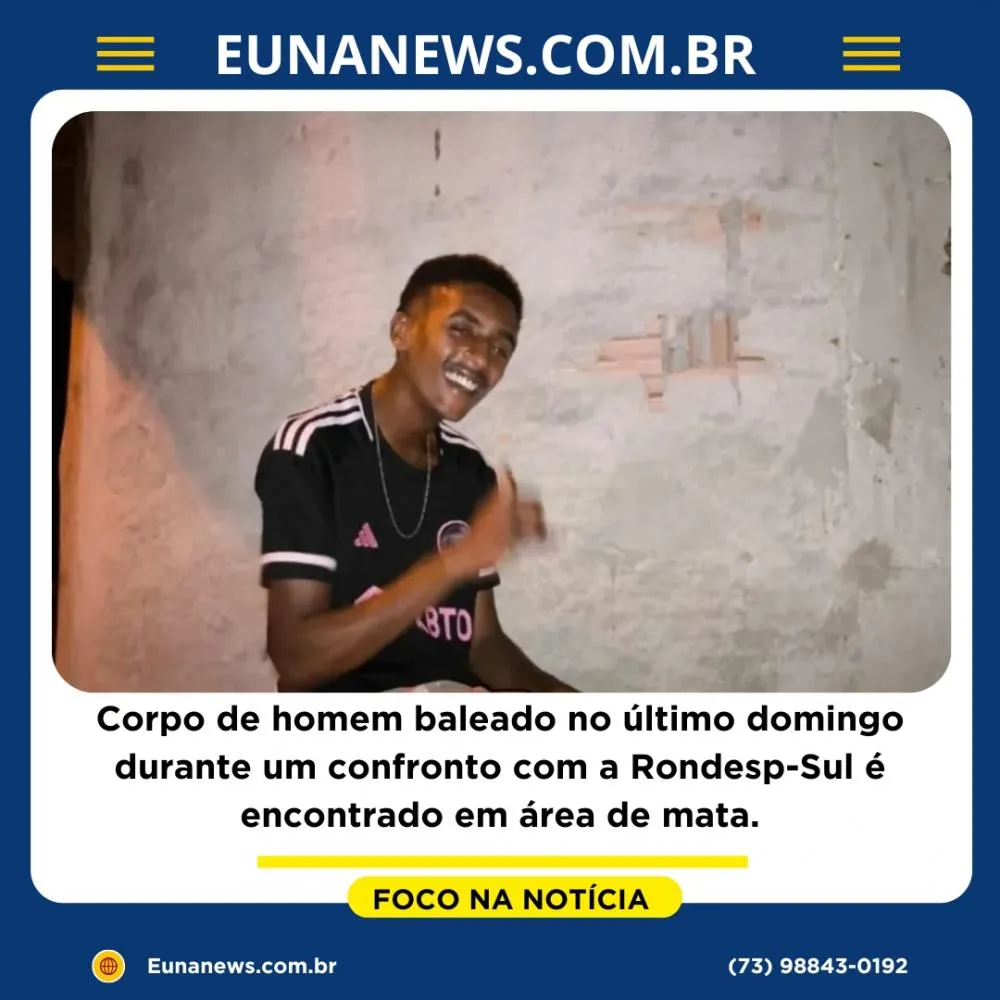 Corpo de homem baleado no último domingo durante um confronto com a Rondesp-Sul é encontrado em área de mata.
