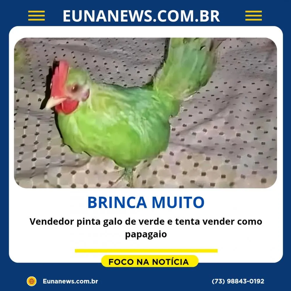 Vendedor pinta galo de verde e tenta vendê-lo como papagaio