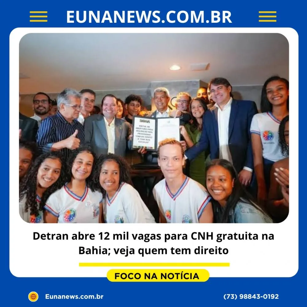 Detran abre 12 mil vagas para CNH gratuita na Bahia; veja quem tem direito.