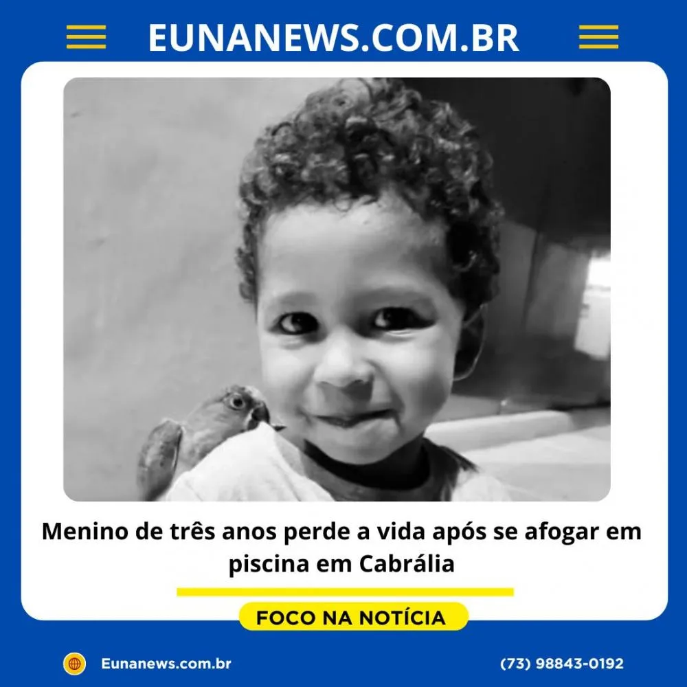 Menino de três anos perde a vida após se afogar em piscina em Cabrália