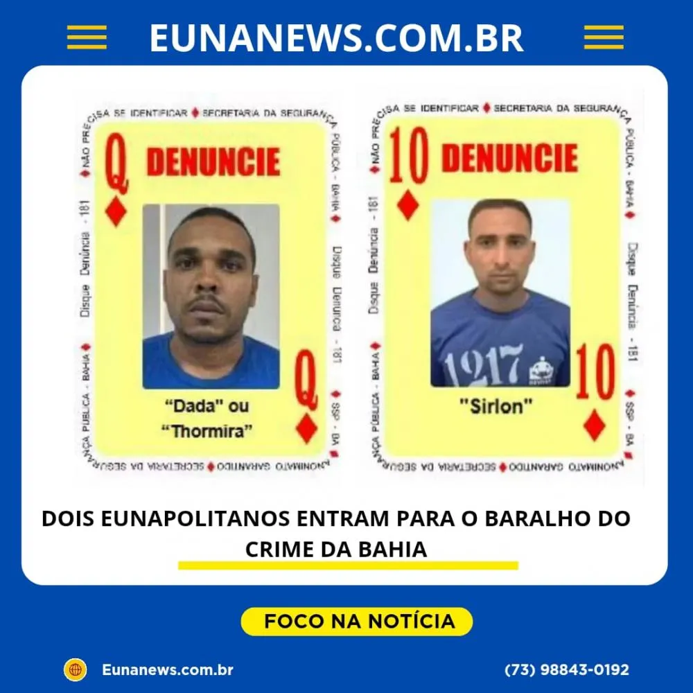 Dadá e Sirlon entram na nova atualização do Baralho do Crime da Bahia
