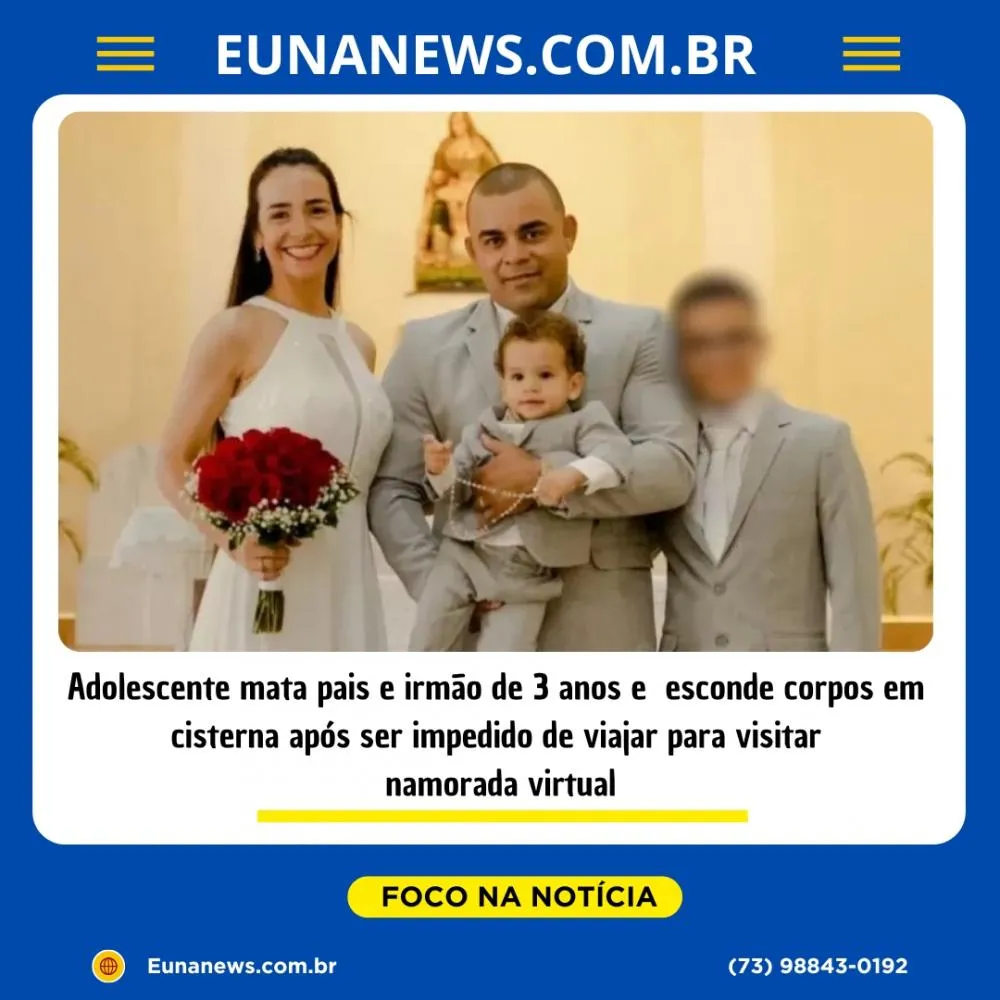 Adolescente mata pais e irmão de 3 anos e esconde corpos em cisterna após ser impedido de viajar para visitar namorada virtual