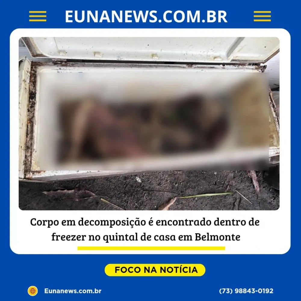 Corpo em decomposição é encontrado dentro de freezer no quintal de casa em Belmonte