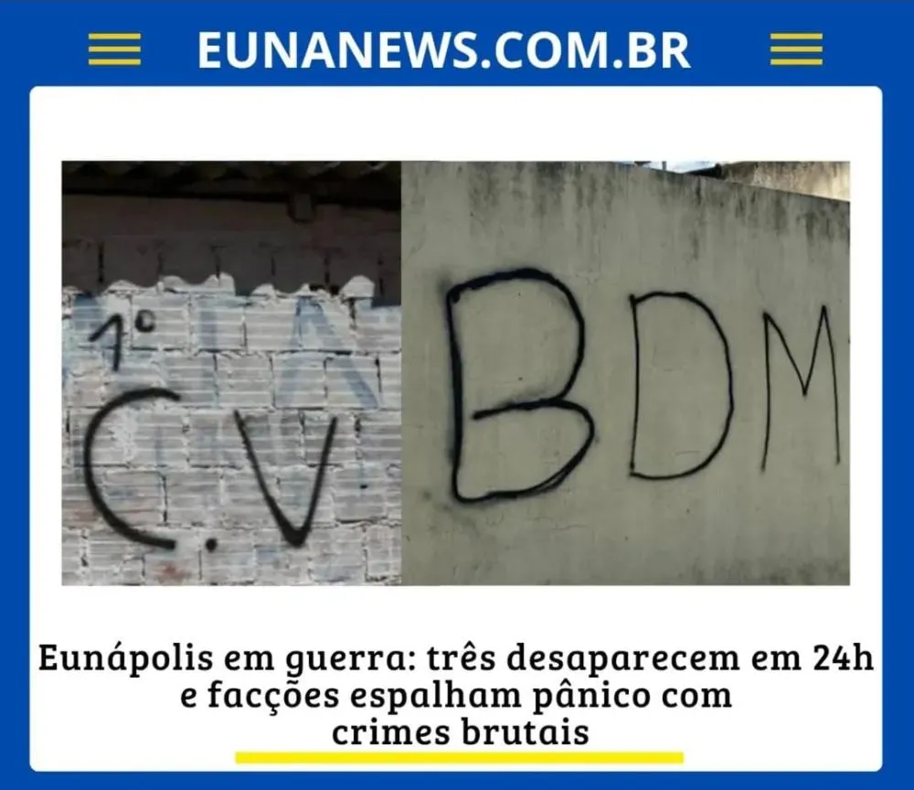 Eunápolis registra três desaparecimentos em menos de 24 horas em meio a guerra entre facções