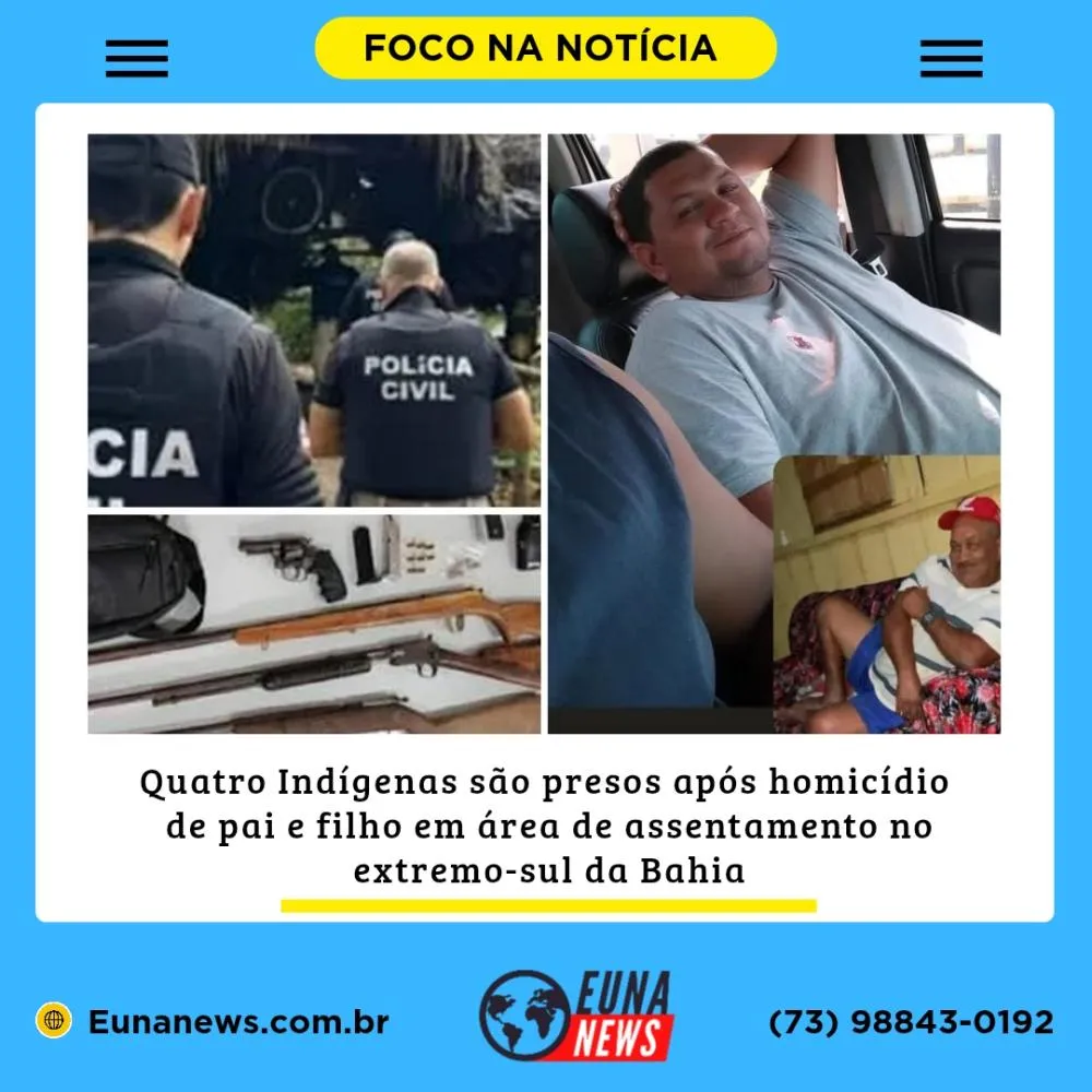Quatro Indígenas são presos após homicídio de pai e filho em área de assentamento no extremo-sul da Bahia