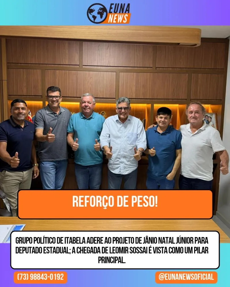 Grupo político de Itabela adere ao projeto de Jânio Natal Júnior para deputado estadual; a Chegada de LEOMIR SOSSAI é vista como um pilar principal.
