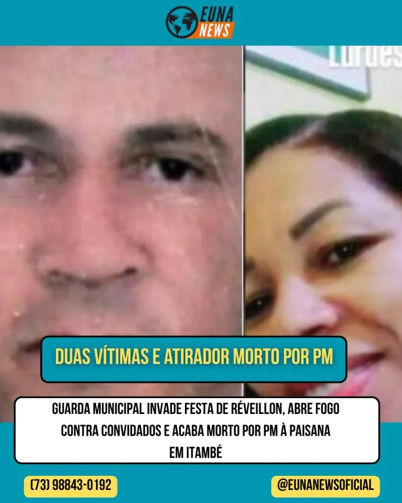 Violência marca virada do ano: guarda municipal armado invade festa de Réveillon mata dóis e acaba morto em Itambé
